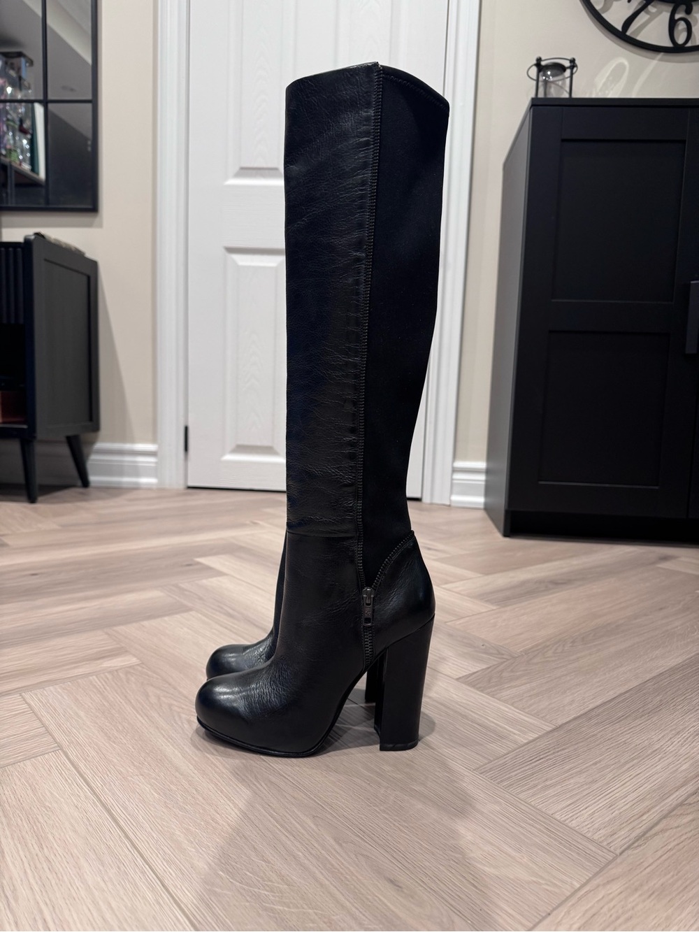 Ash Black Tall Platform Block Heel Women's Boots